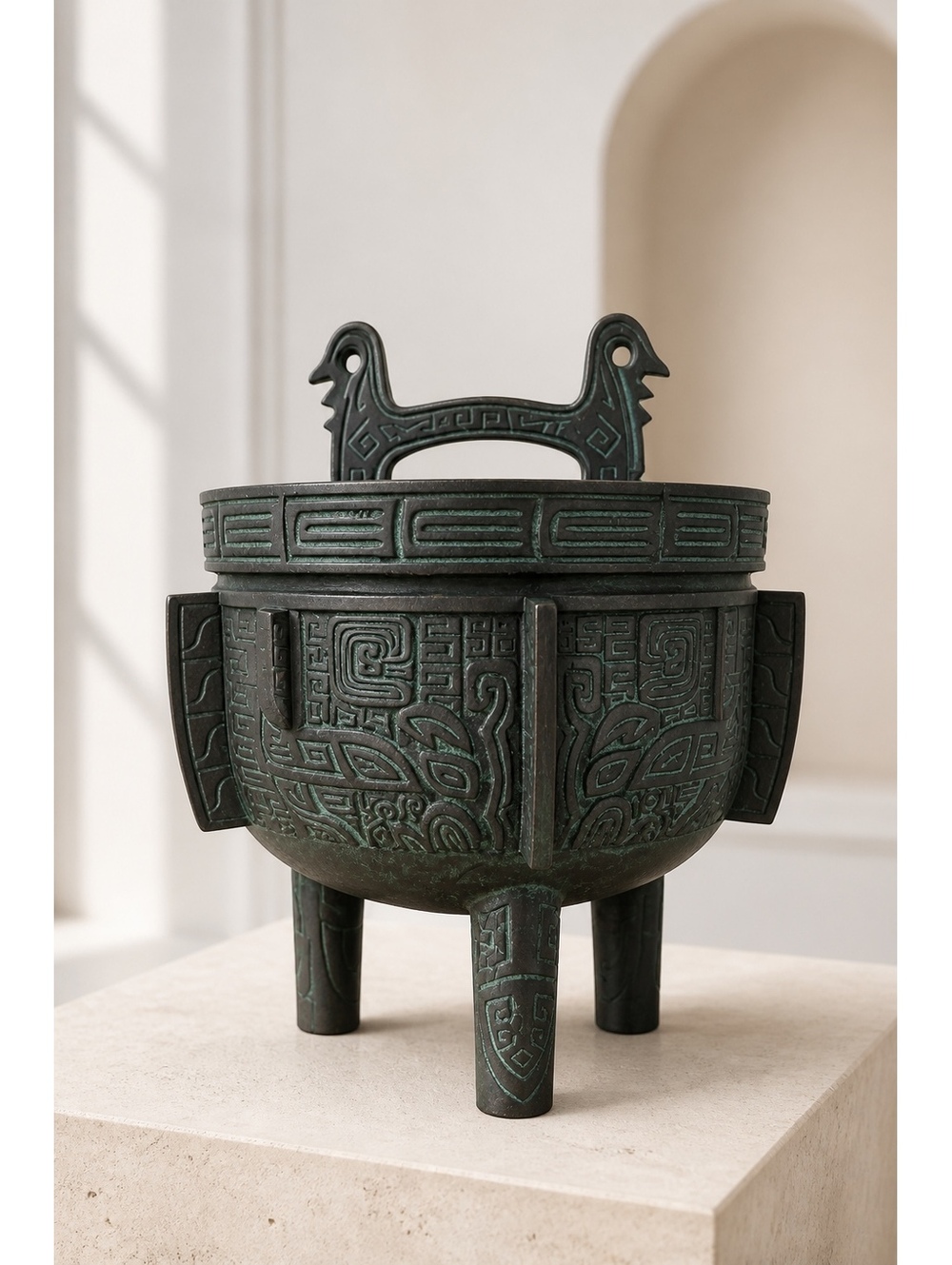 Vintage James Mont Style Asian Ritual Vessel Ice Bucket